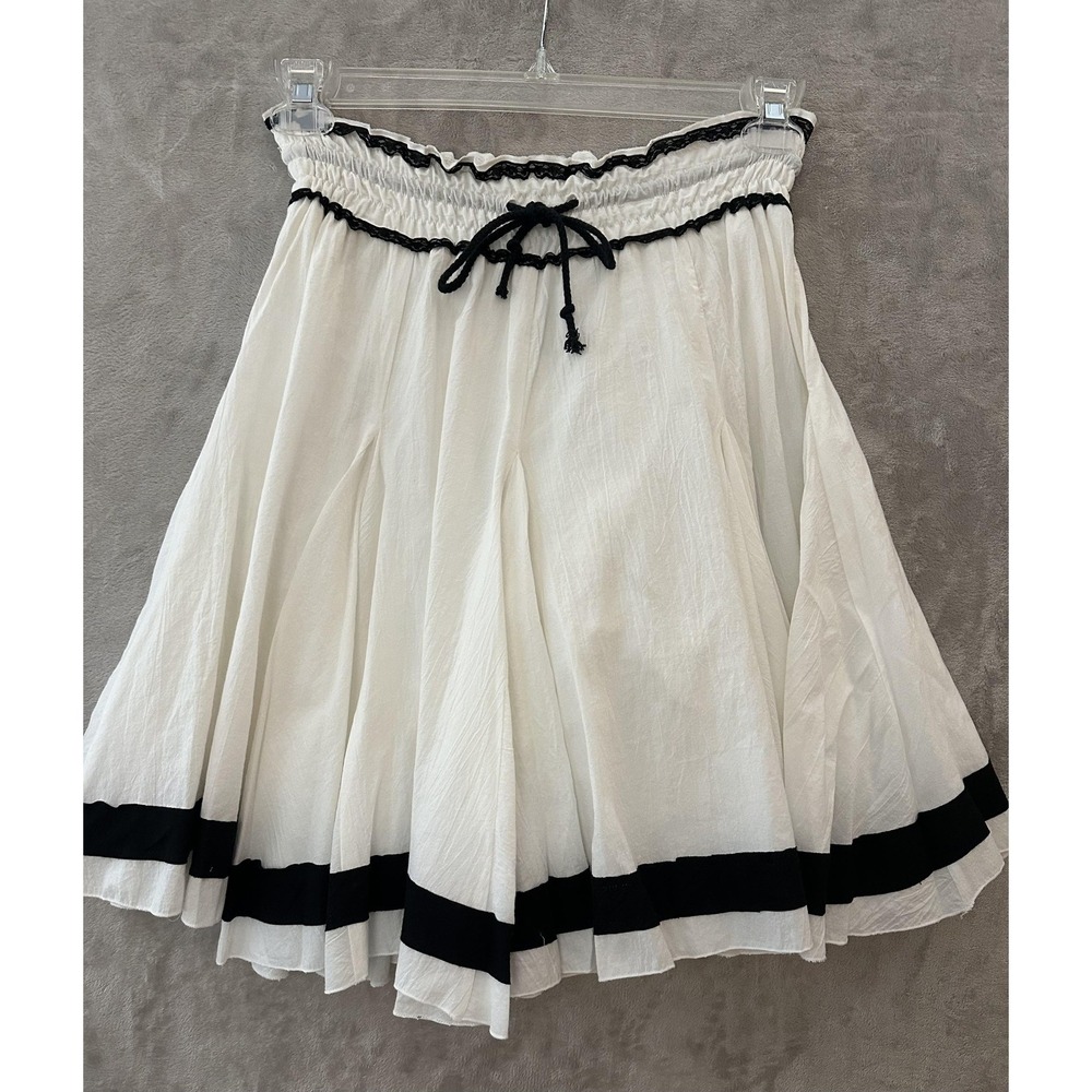 Collective Clothing Skirt‎ Womens Medium White Black Cotton Boho